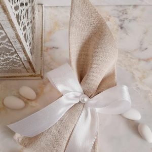 Μπομπονιέρα Γάμου Πουγκί Λινο.