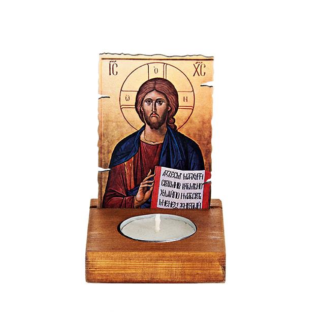 Μπομπονιέρα Βάπτισης Ξύλινη Εικόνα με Βάση για Ρεσώ 7×10εκ