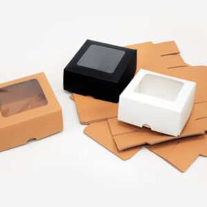 Χάρτινο Κουτί με Παράθυρο 8x4εκ | Κραφτ, Μαύρο & Λευκό