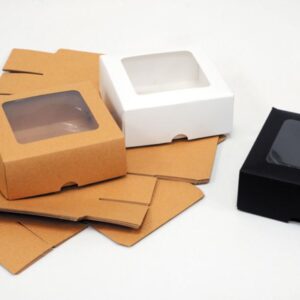 Χάρτινο Κουτί με Παράθυρο 10x5 εκ | Κραφτ, Μαύρο & Λευκό