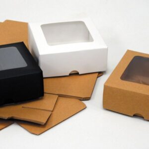 Χάρτινο Κουτί με Παράθυρο 13x5εκ | Κραφτ, Μαύρο & Λευκό