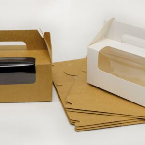 Κουτί με Παράθυρο & Χεράκι 15x15x9εκ | Λευκό & Κραφτ