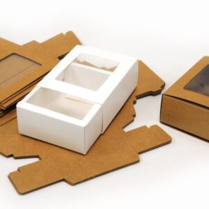 Συρταρωτό Κουτί με Παράθυρο 14x10x5εκ | Λευκό & Κραφτ