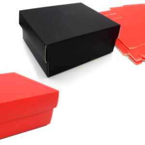Χάρτινο Κουτί με Καπάκι 13x13x6εκ | Κόκκινο & Μαύρο για Μπομπονιέρα