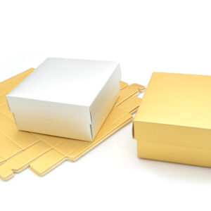 Χάρτινο Κουτί με Καπάκι 8x8x6.5εκ | Χρυσό & Ασημί για Μπομπονιέρα