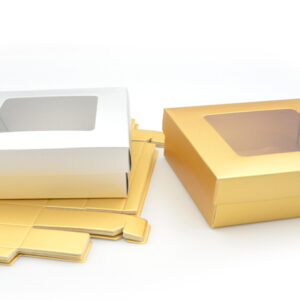 Κουτί Μπομπονιέρας με Παράθυρο 22x17x7,5εκ | Χρυσό & Ασημί