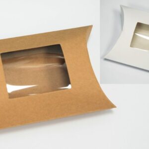 Κουτί Μαξιλάρι με Παράθυρο 12εκ | Λευκό & Κραφτ