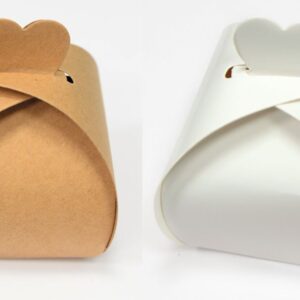 Κουτί με Κλείσιμο Καρδιά 7εκ | Λευκό & Κραφτ για Μπομπονιέρα