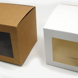 Κουτί Κύβος 12εκ με Παράθυρο | Λευκό & Κραφτ 300g