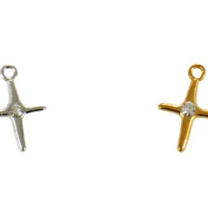 Μεταλλικός Σταυρός με Στρας 1.1x1.6εκ | Χρυσό & Ασημί για Μαρτυρικό