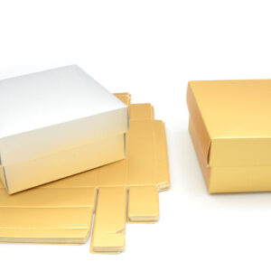 Χάρτινο Κουτί με Καπάκι 13x13x6εκ | Χρυσό & Ασημί για Μπομπονιέρα