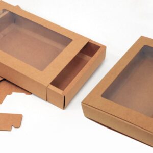 Συρταρωτό Κουτί με Παράθυρο 18x16x4εκ Κραφτ | Για Μπομπονιέρα