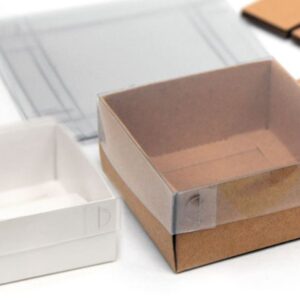 Χάρτινο Κουτί με Ζελατίνα 11x11x5εκ | Λευκό & Κραφτ | Ελάχ. 12τμχ