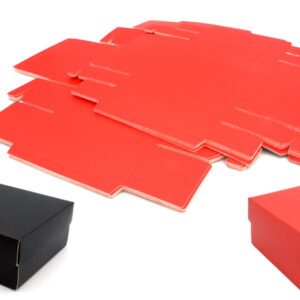 Χάρτινο Κουτί με Καπάκι 8x8x5εκ | Κόκκινο & Μαύρο για Μπομπονιέρα