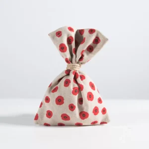Πουγκί για μπομπονιέρα με ύφασμα σε σχέδιο παπαρούνες