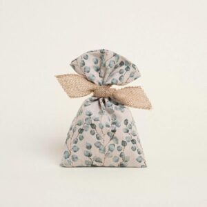 Υφασμάτινο πουγκί με σχέδιο ευκάλυπτου και μπεζ κορδέλα, διαστάσεις 13×18 εκ.